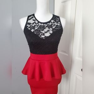 Black and red peplum dress size S